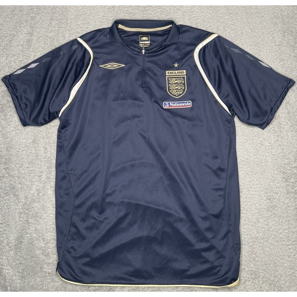 Vintage England 2004-05 Umbro Shirt Men Large 1/4 Zip Polo‎ Jersey Soccer Futbol